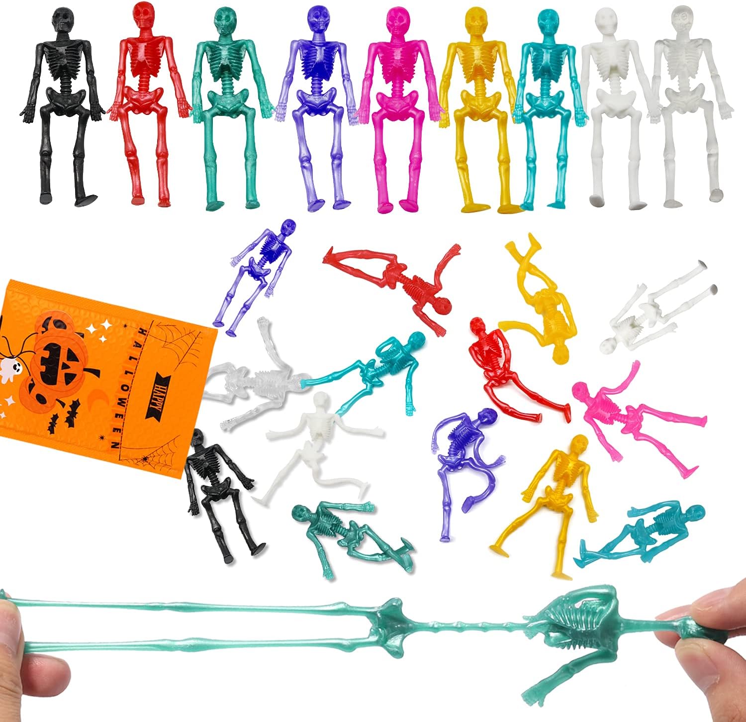 JOICEE 24PCS Halloween Stretchy Skeleton Toys
