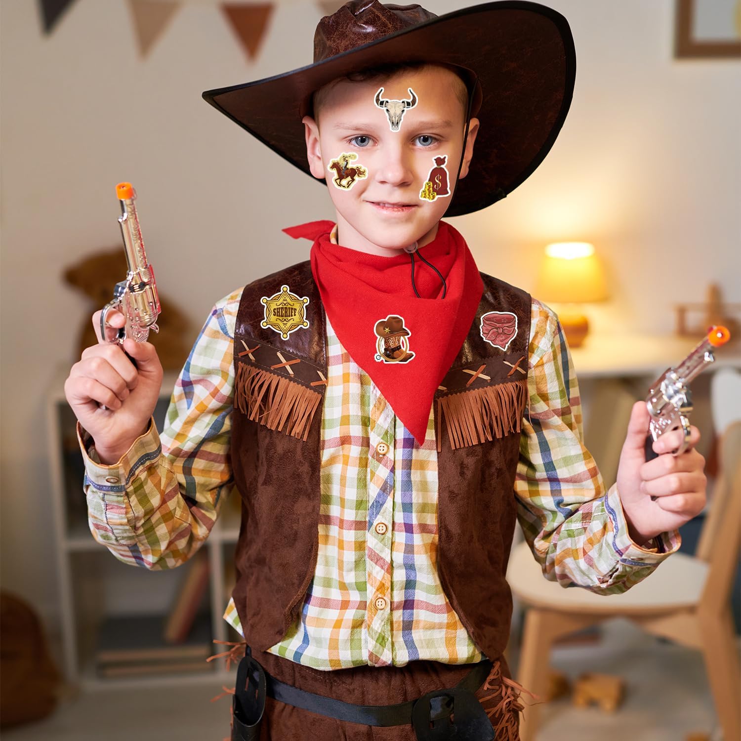 105 PCS Western Cowboy Stickers for Party Decorations