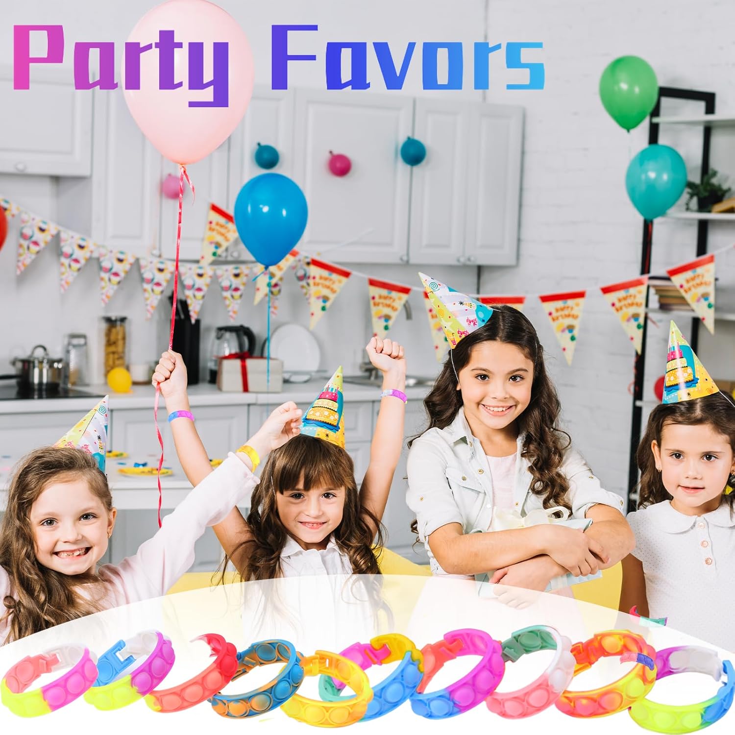 Kids Pop Fidget Bracelet Toy Pack 60PCS