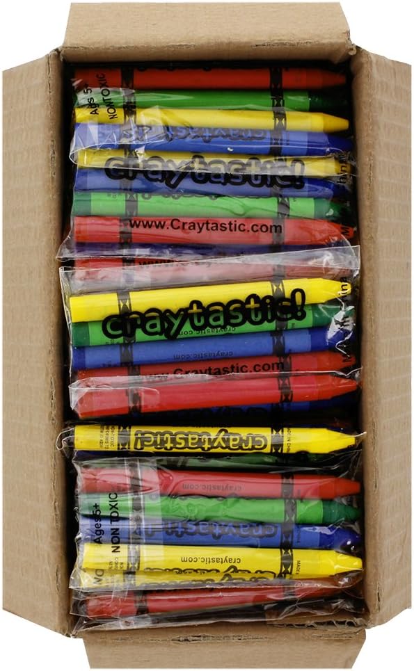 Craytastic 52 Sets 4-Packs Crayons in Cellophane - 208 Count Bulk Crayon Box