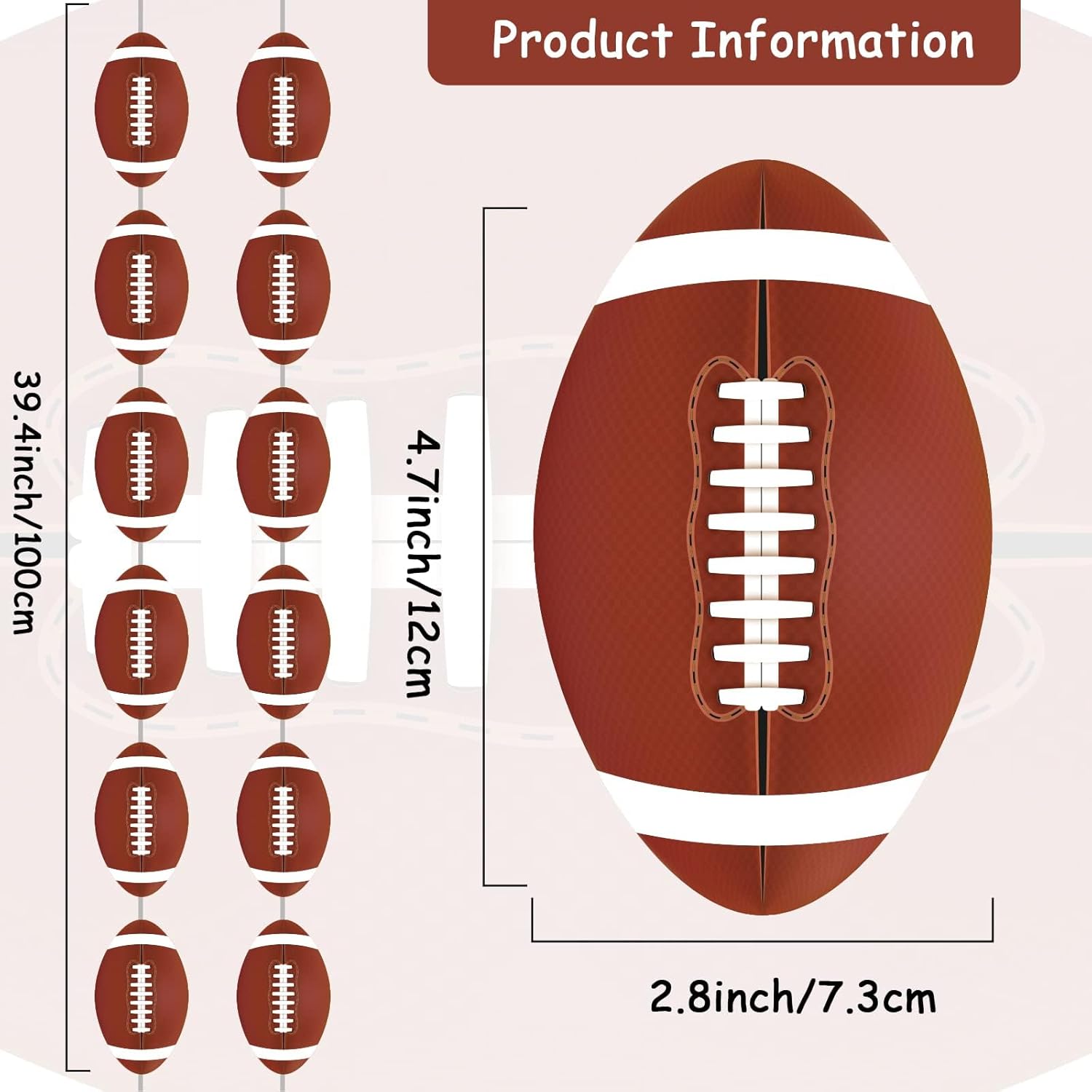 8 Pack Football Banners Garland Kit for Party Decorations