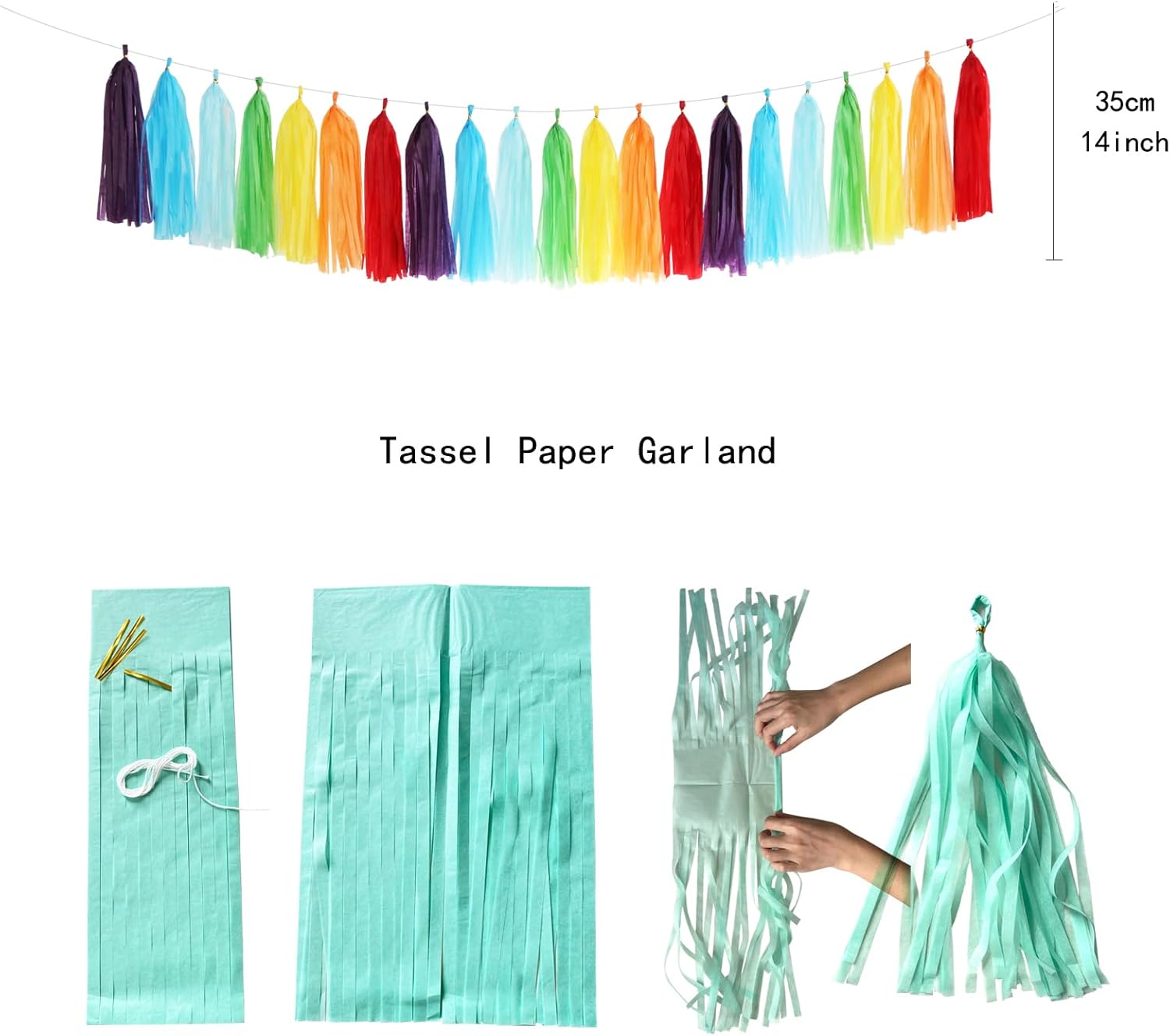 Rainbow Party Decorations Tissue Pom Poms 30pcs Set