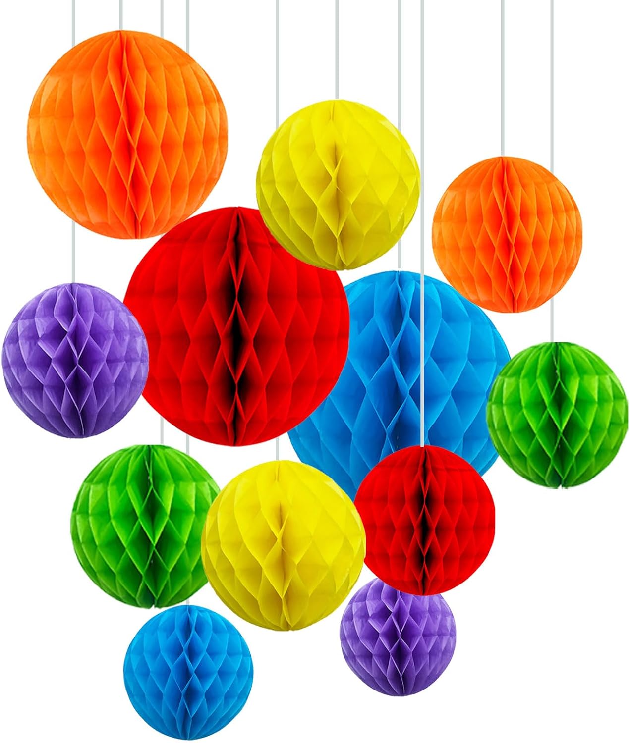 ZOOYOO 12Pcs Rainbow Honeycomb Ball Decorations