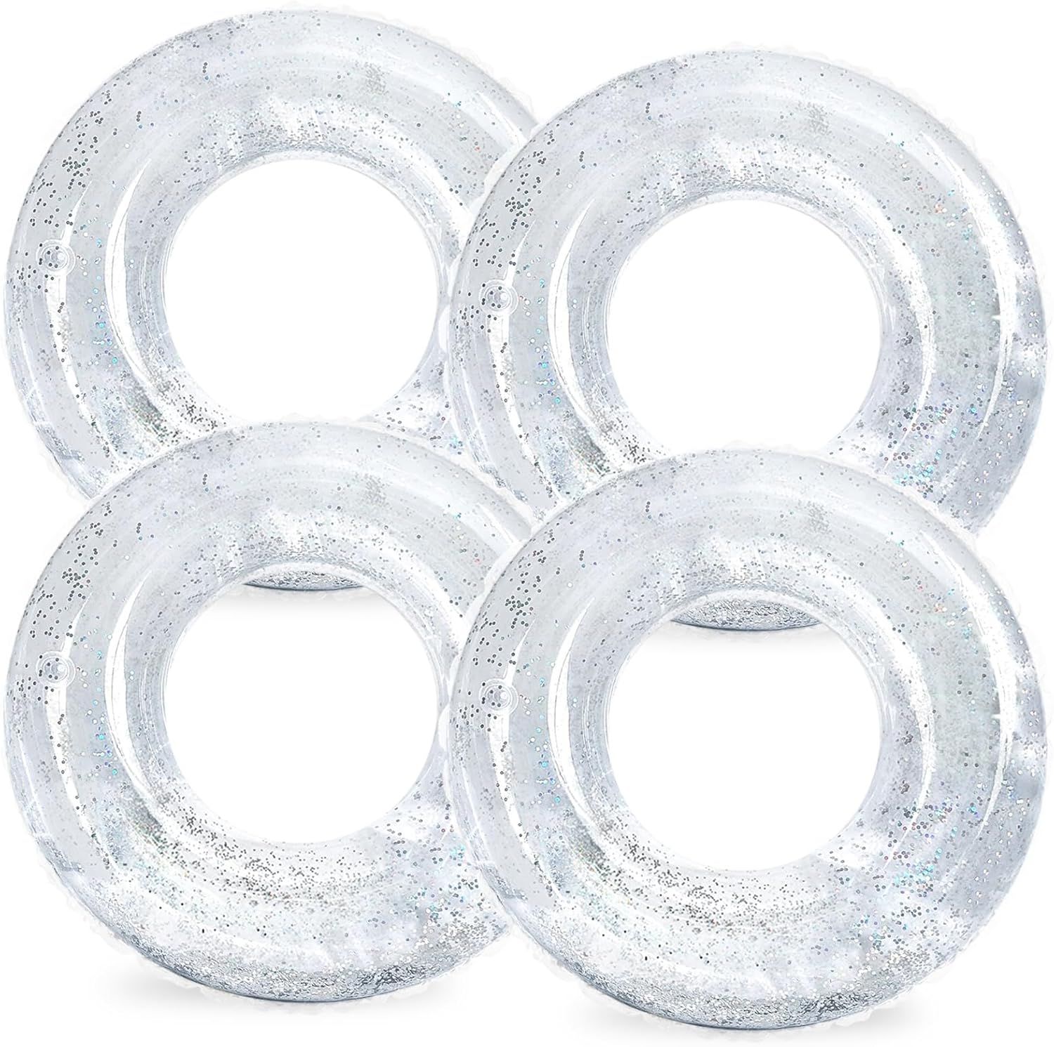 Whaline 4Pcs Clear Glitter Swim Rings