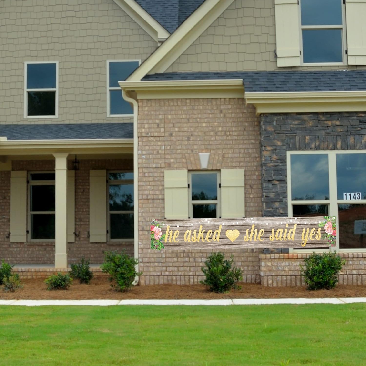 Joyiou He Asked She Said Yes Backdrop Banner for Wedding Engagement Party