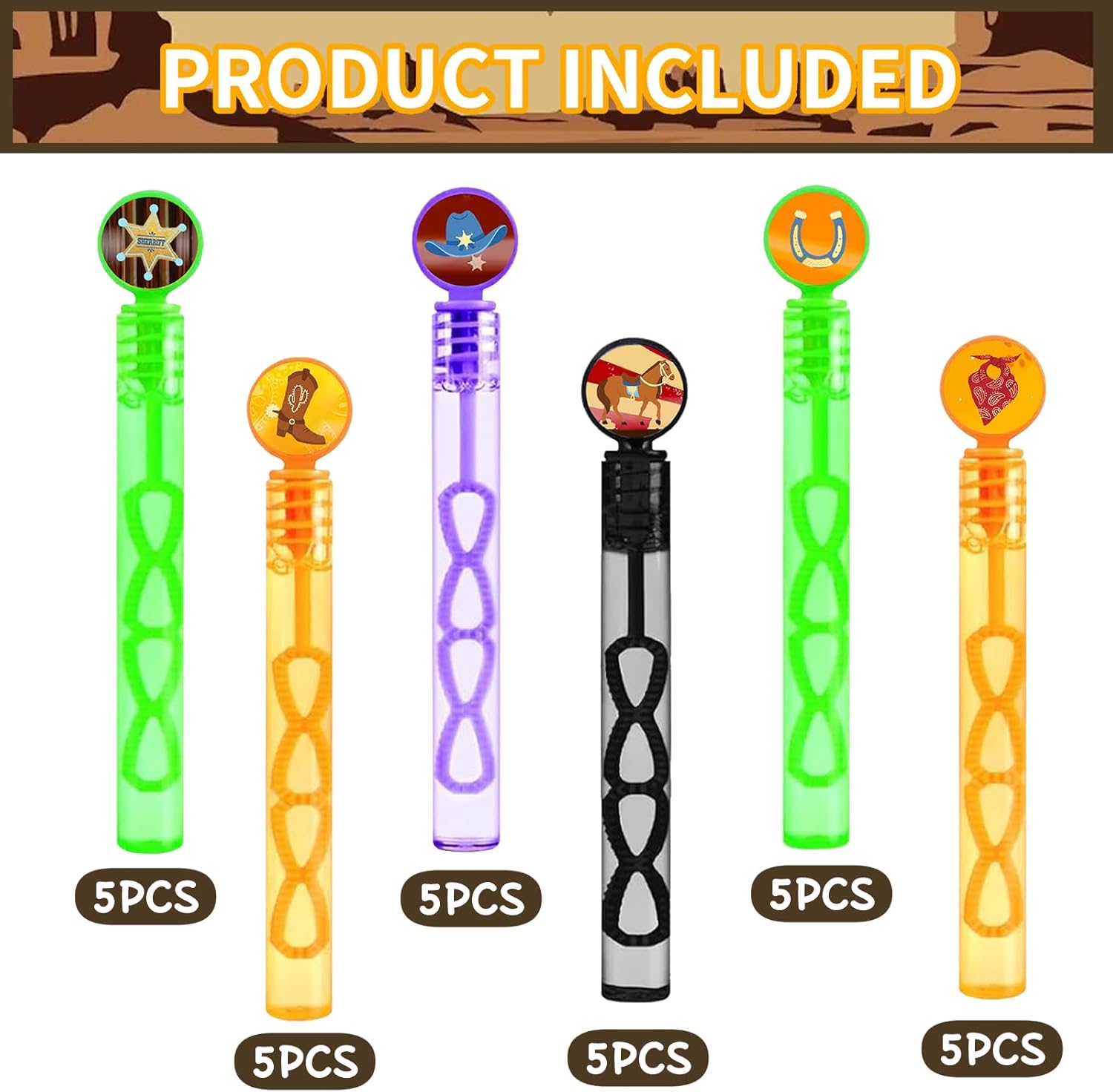 30 Pcs Western Cowboy Party Favors Mini Bubble Wand
