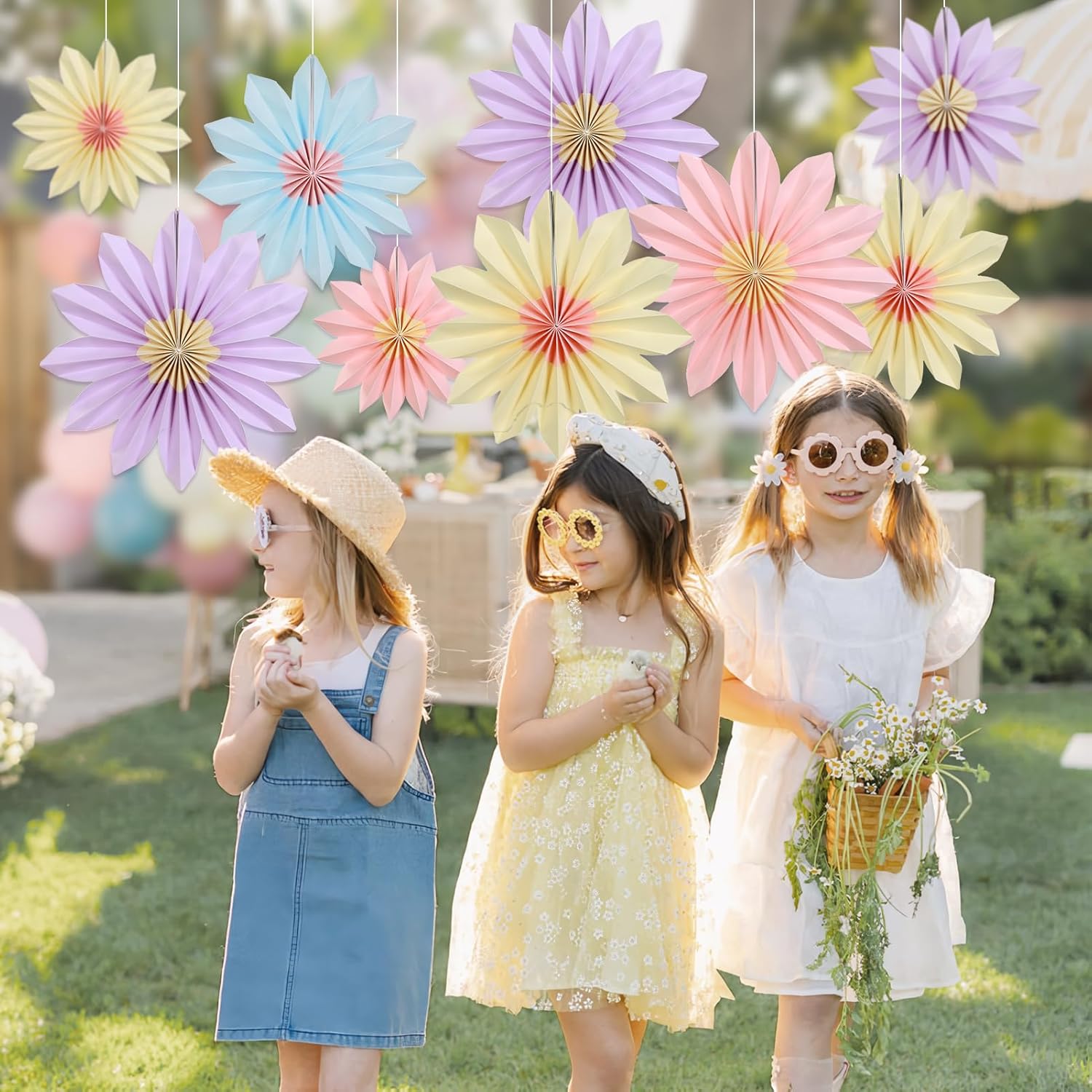 Homarkable 9PCS Pastel Paper Flower Fans Decorations