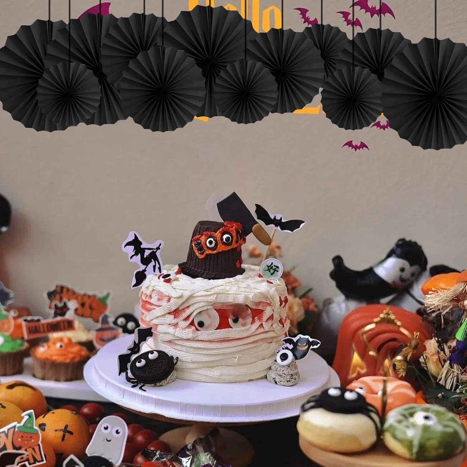 HQZ Black Party Hanging Fans DIY Set 12pcs