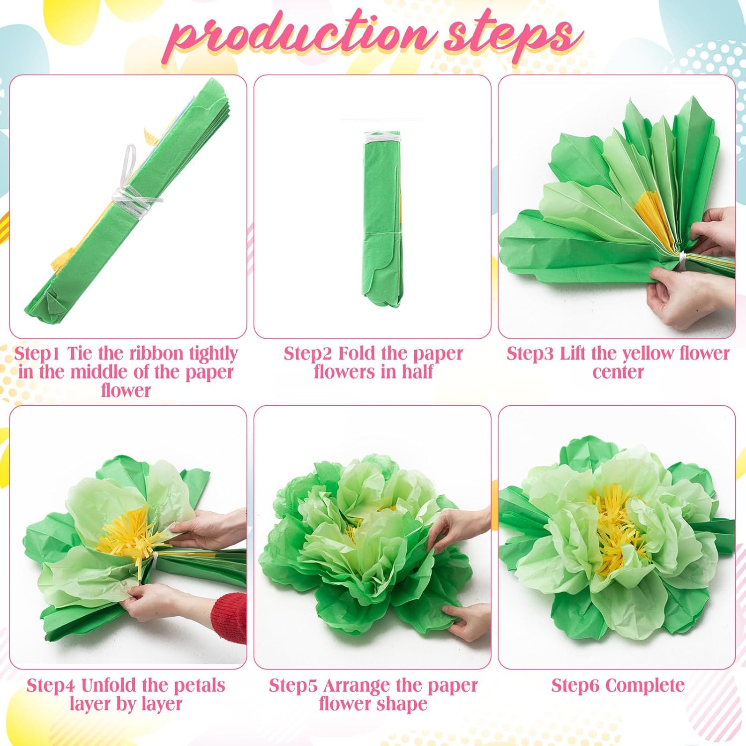 MotiMind 12 Pcs Tissue Paper Flowers for Party Decorations