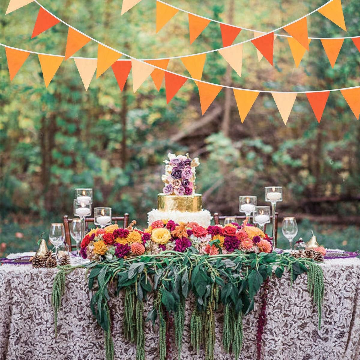 10M Orange Triangle Flag Bunting Garland for Fall Decor