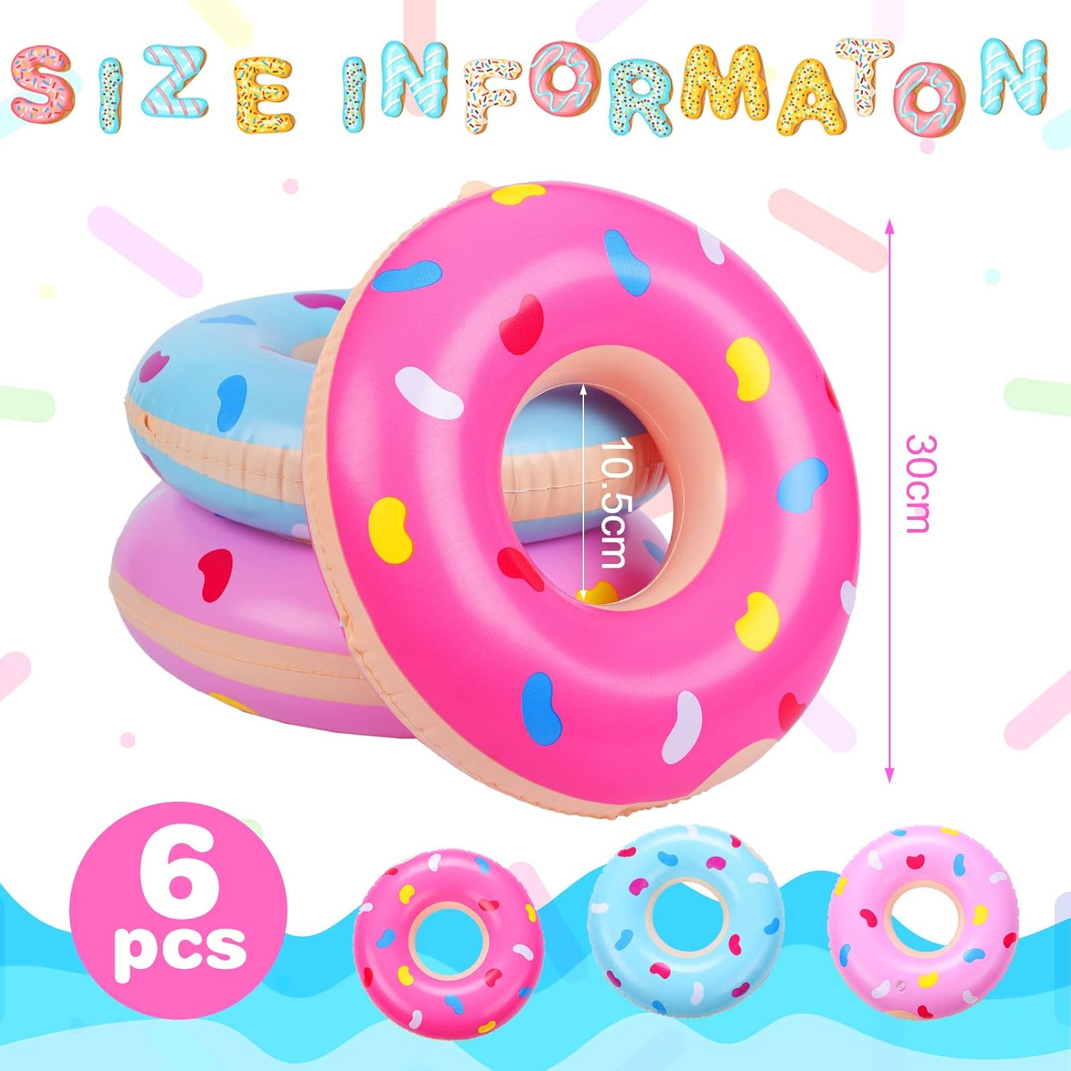Civaner Mini Inflatable Donut Decorations 6 Pack