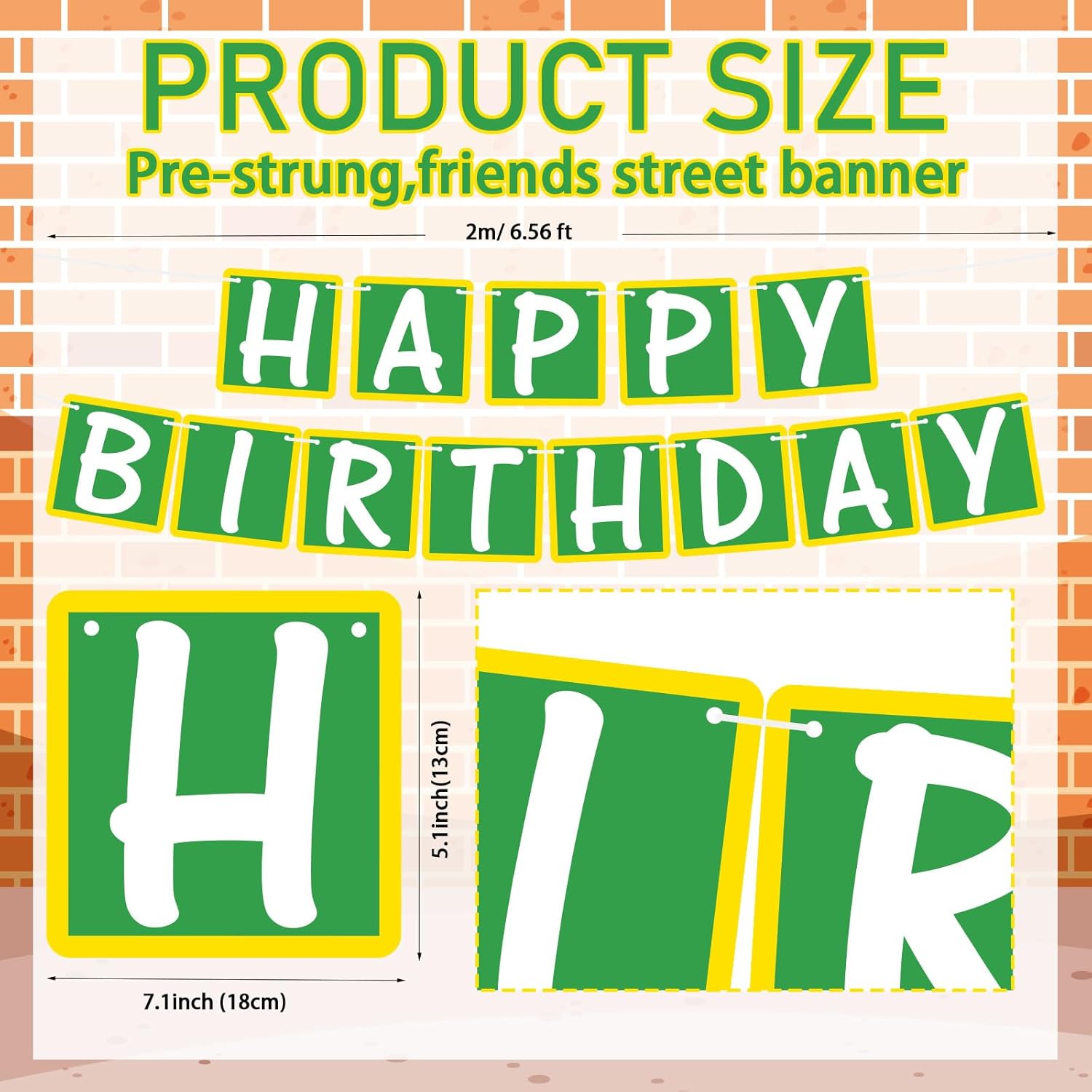 Breling Friends Birthday Banner Street Theme Decor