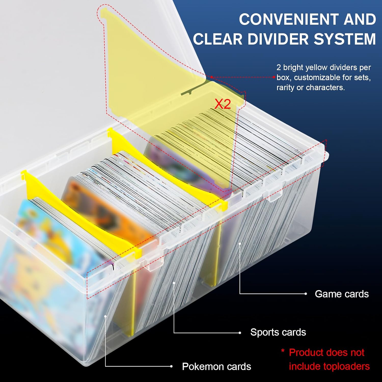 UNAOIWN 4 Pack Card Storage Boxes with Dividers