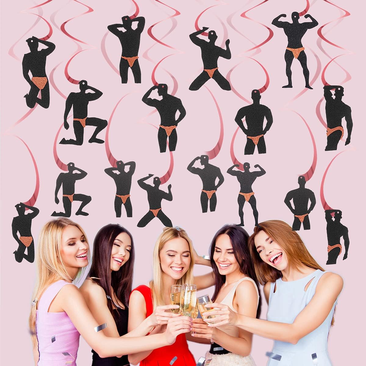 Lnlofen 30Pcs Rose Gold Male Dancer Bachelorette Decor