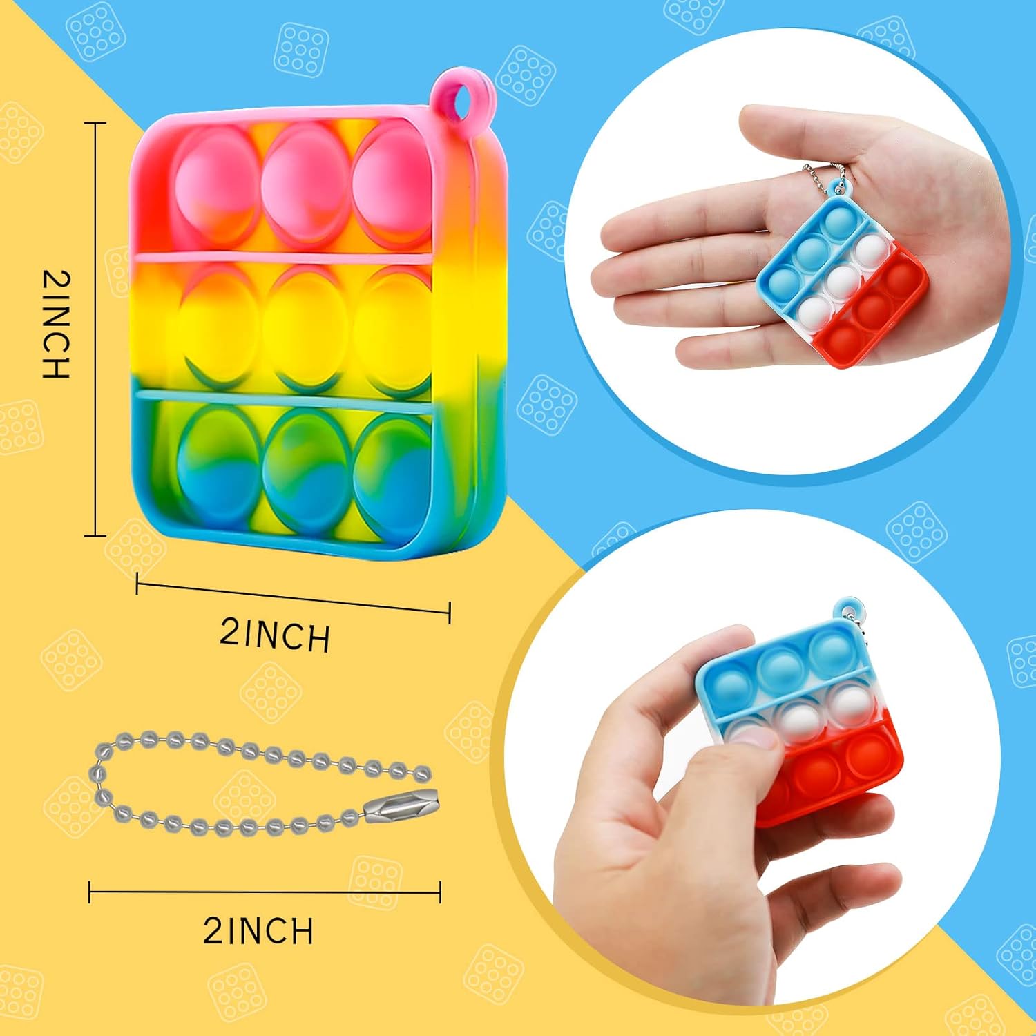 128 Pcs Pop Fidget Keychain Pack for Kids Adults