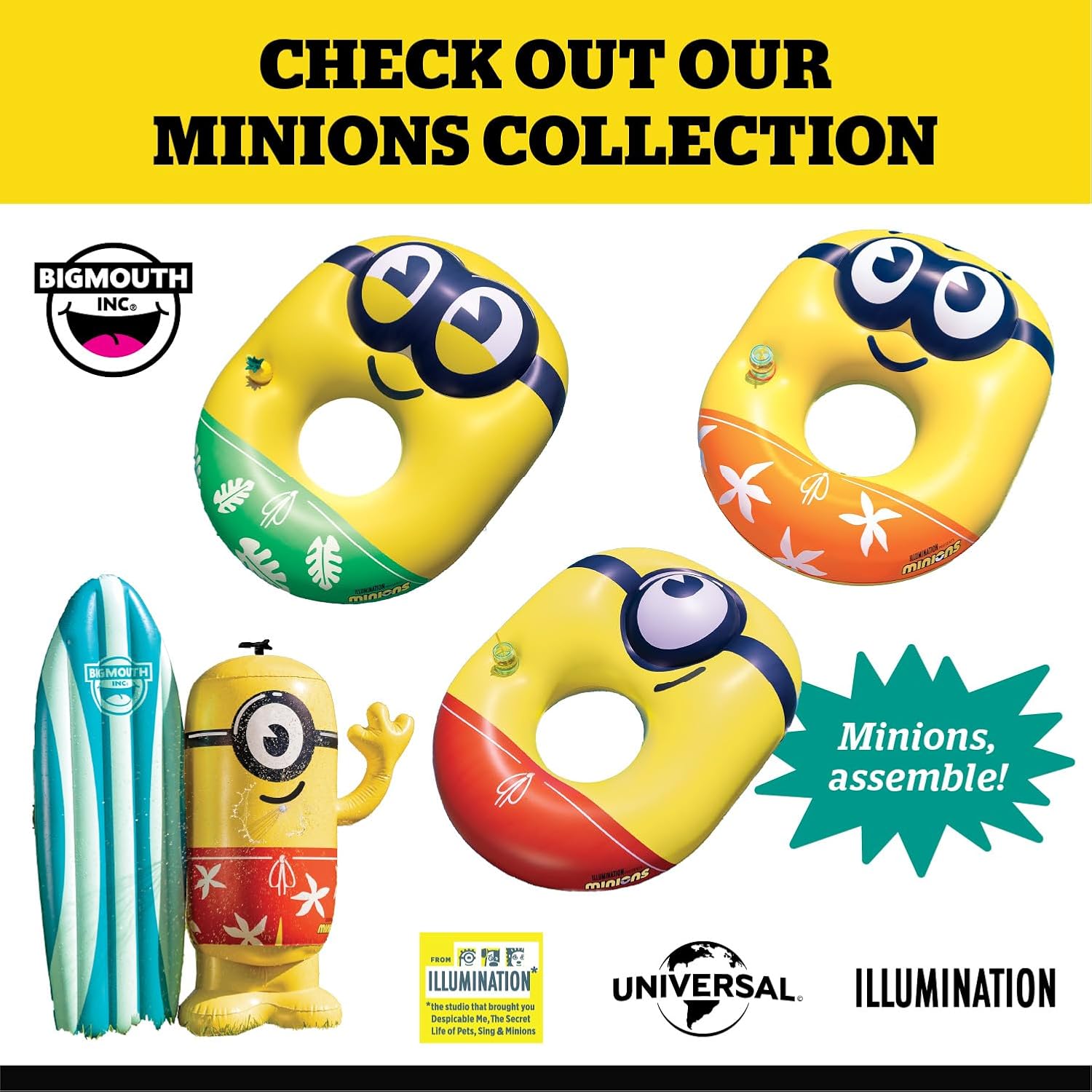 BigMouth Giant Minions Pool Raft - Summer Fun Water Toy