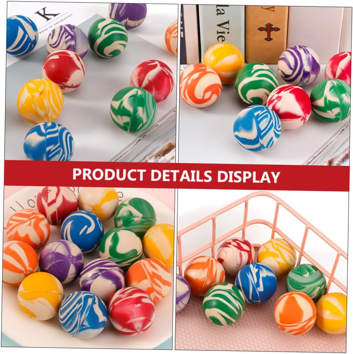 20pcs Assorted Bouncy Striped Balls for Kids