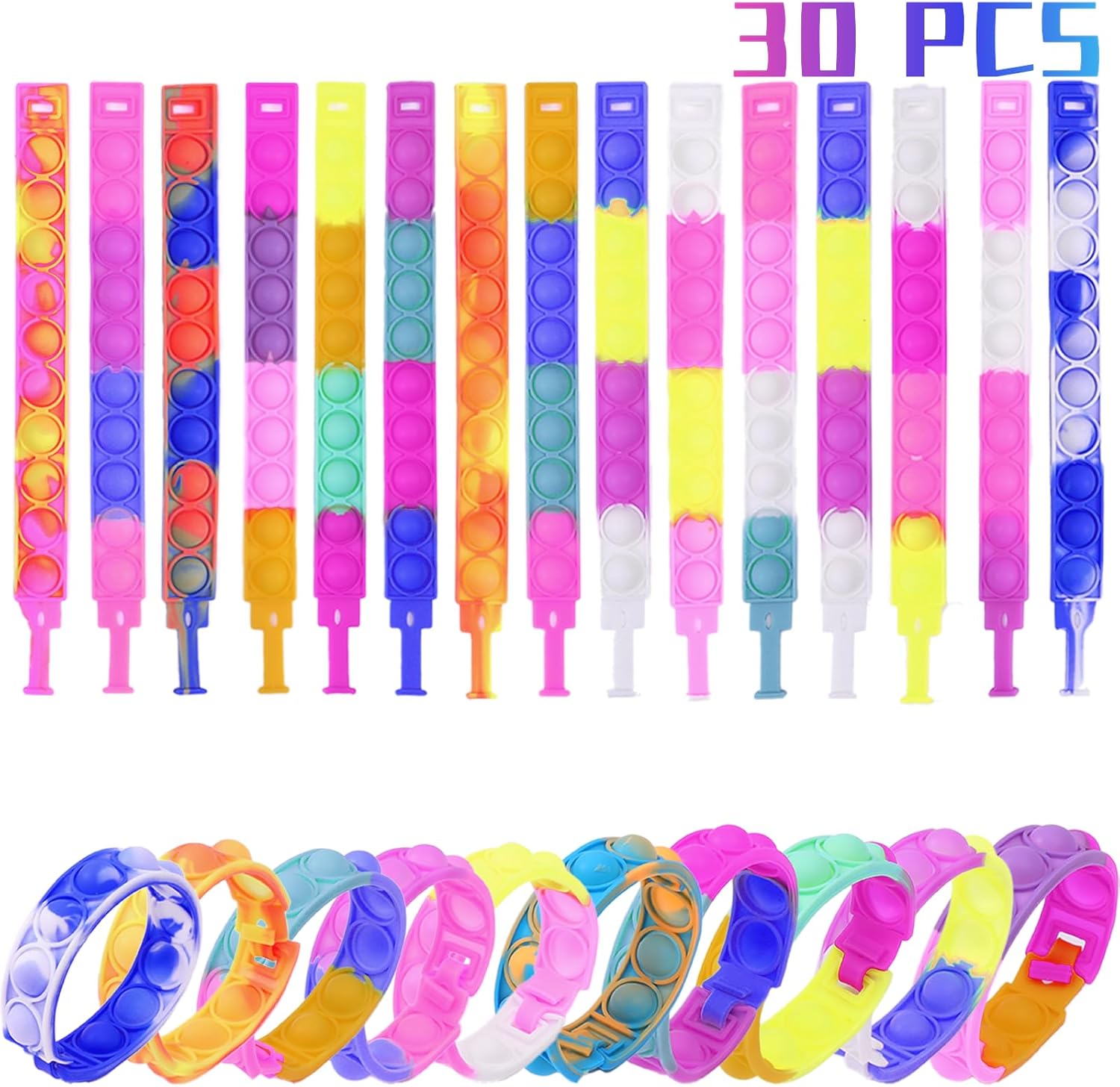 Kids Pop Fidget Bracelet Toy Pack 60PCS