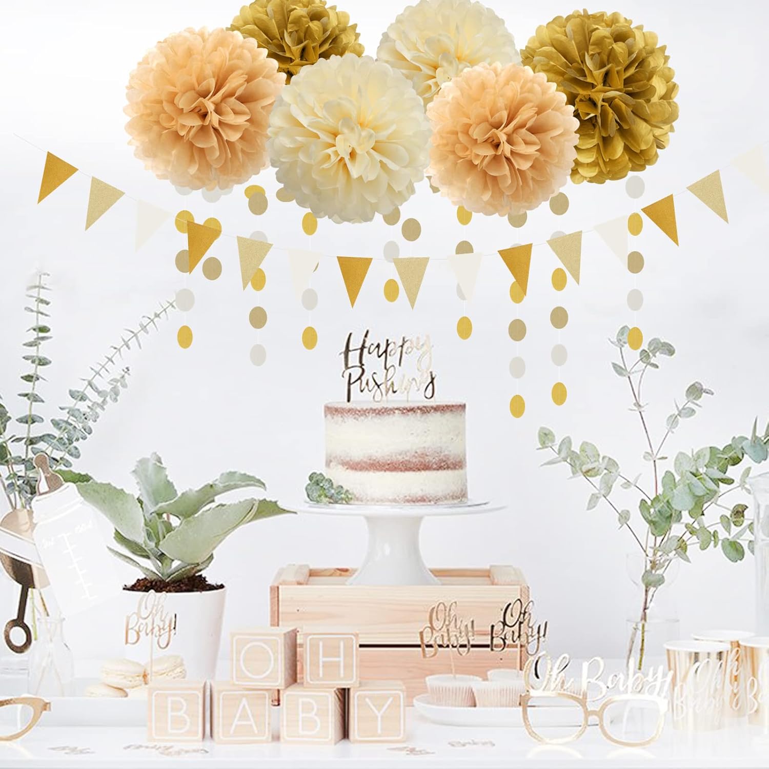 White Gold Champagne Party Decorations 23pcs Set