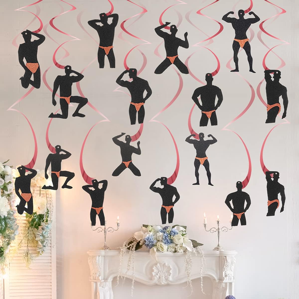 Lnlofen 30Pcs Rose Gold Male Dancer Bachelorette Decor