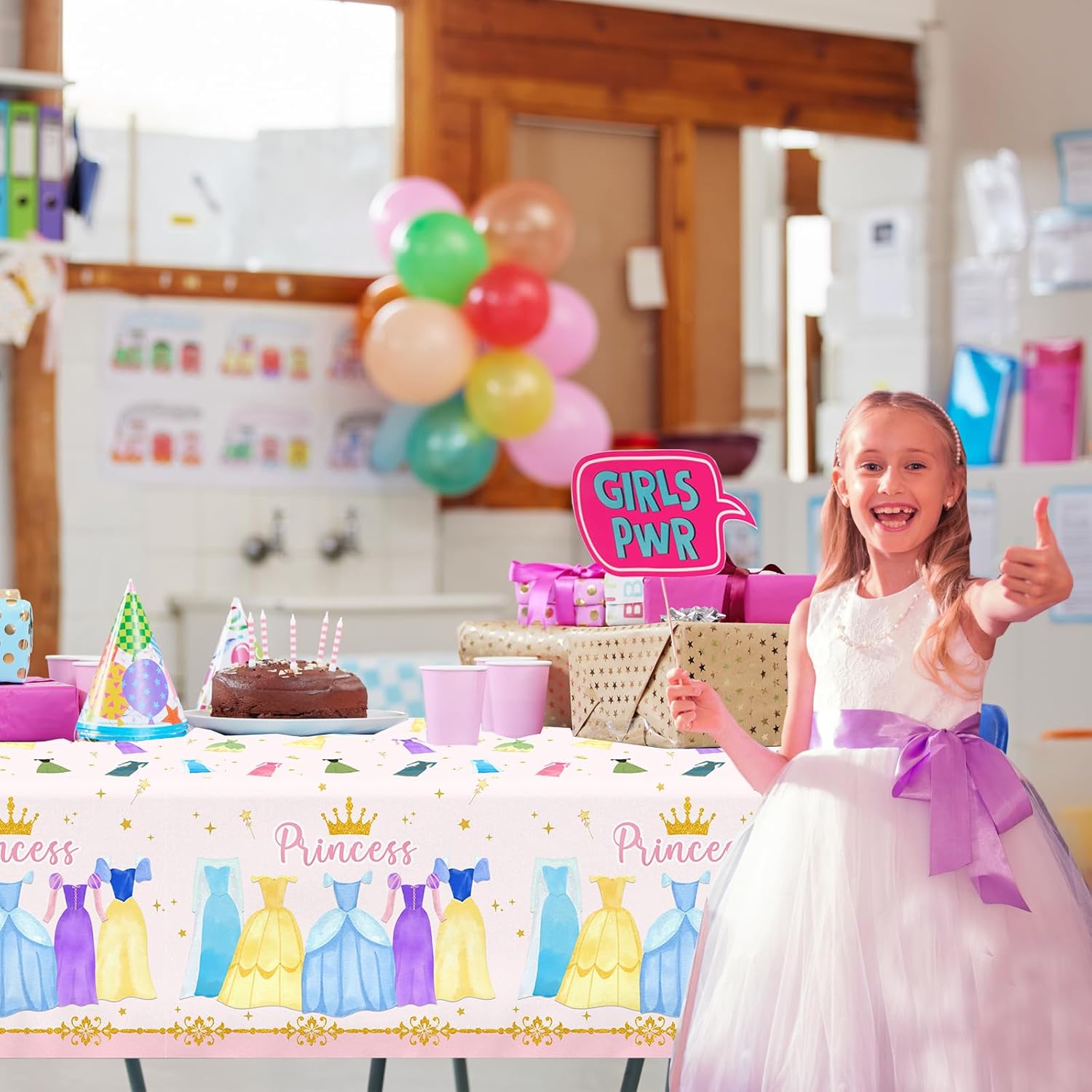 Cextoga Princess Tablecloths 3pcs Waterproof Party Decorations