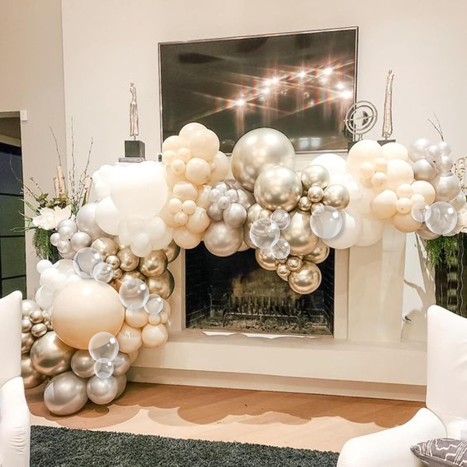 Pearl White Gold Balloons for Wedding and Parties