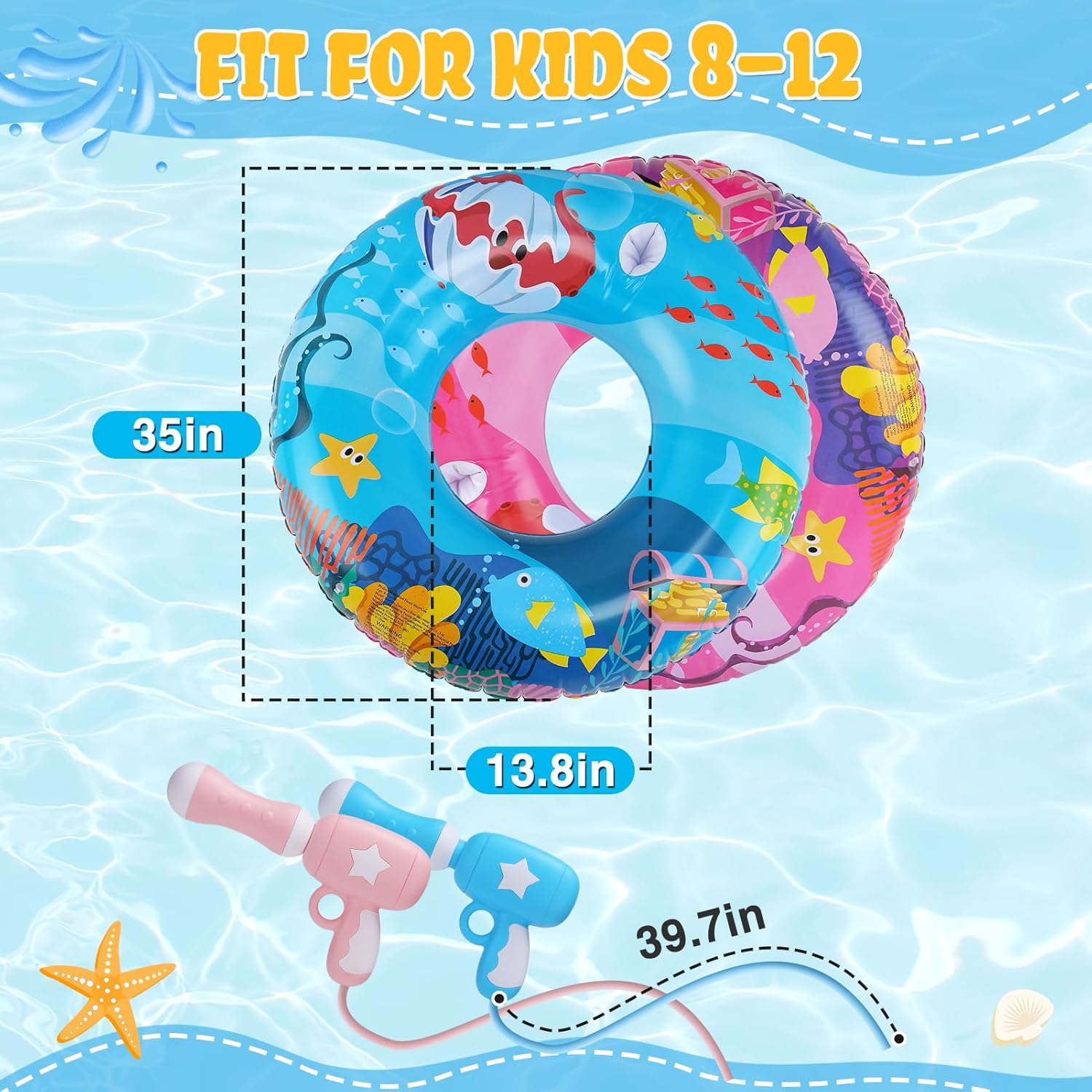 Bigmeta 2 Sets Kids Pool Floats with Water Gun