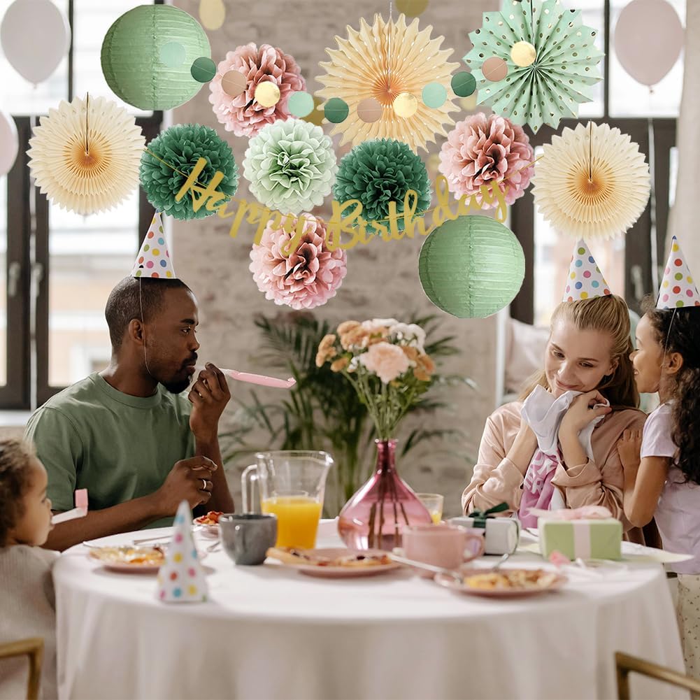 Sage Green and Dusty Pink Birthday Decor Kit