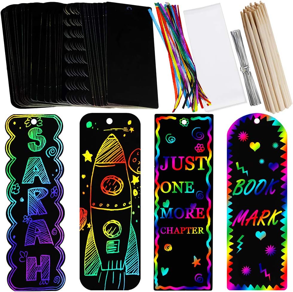 Supla 36 Piece Magic Rainbow Scratch Bookmarks DIY Kit for Kids