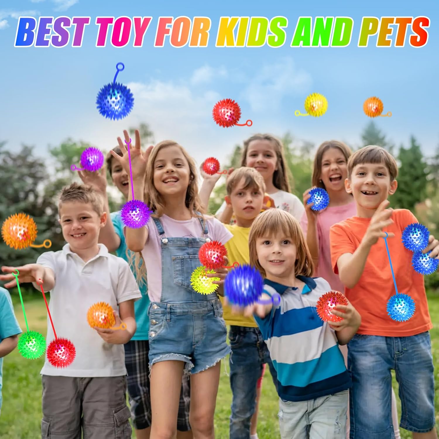 200PCS Light Up Bouncy Ball with LED Flashing Squeaky Design