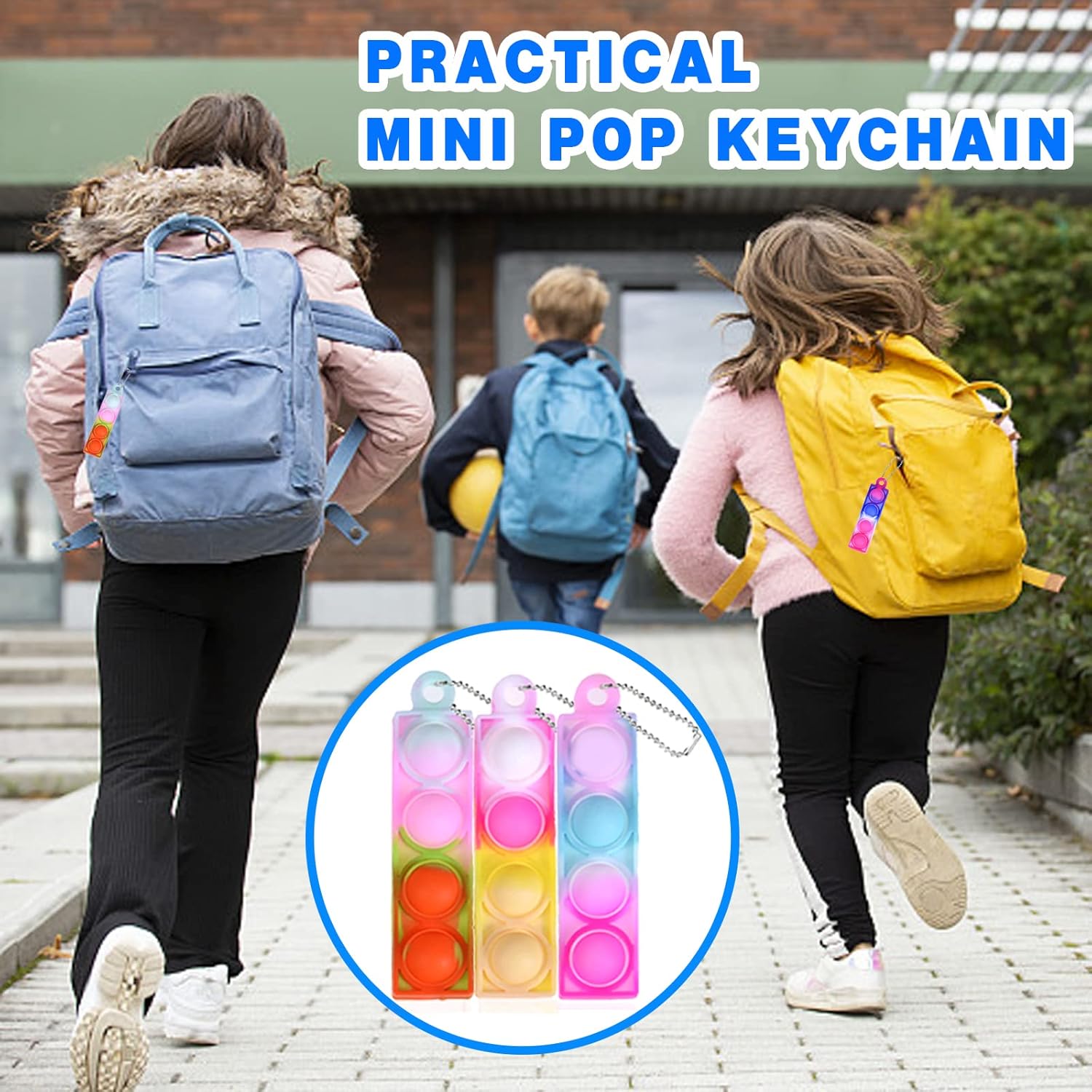 BicMan 75Pcs Mini Pop Keychain Fidget Toys for Kids