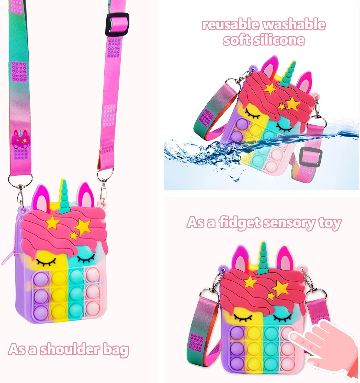 Civan Unicorn Pop It Fidget Toy Bag for Girls