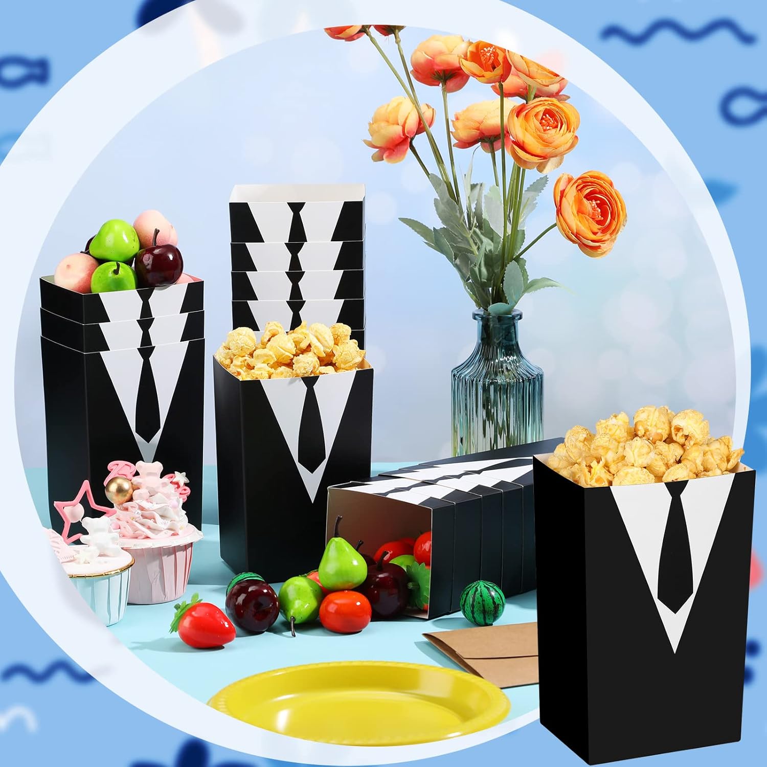 Irenare 24 Piece Baby Tuxedo Popcorn Bags