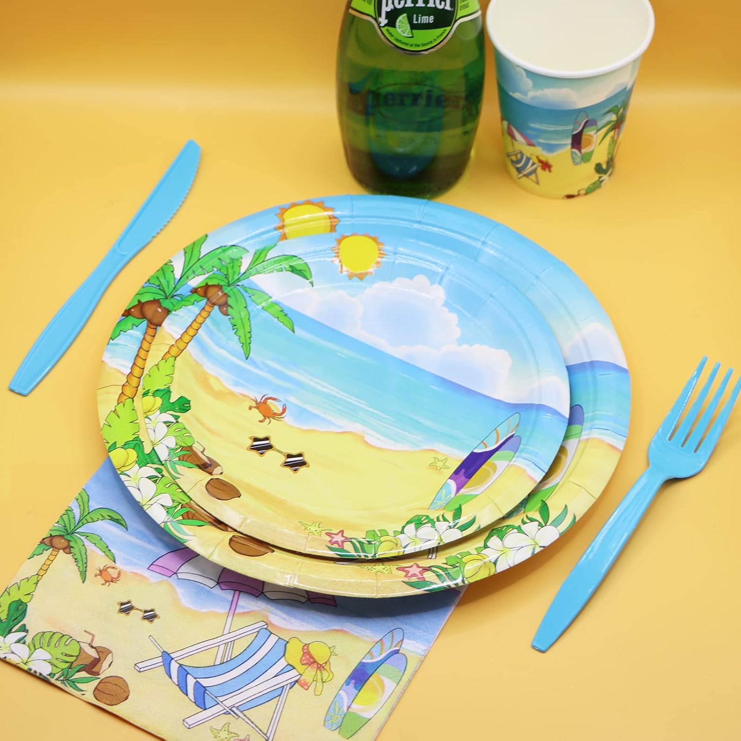 Beach Themed Party Plates and Napkins Set for 25 Guests