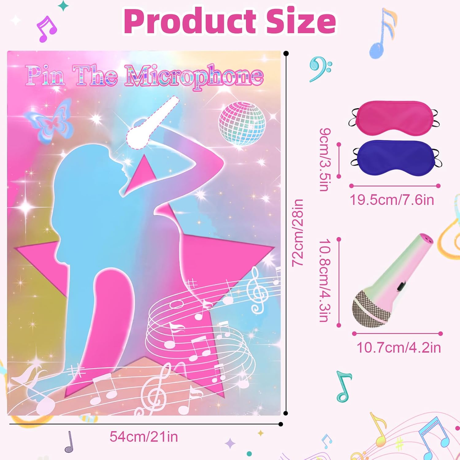Pin The Microphones On Famous Singers Party Game Poster