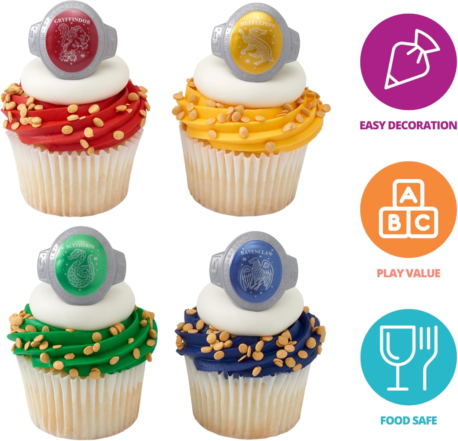 DecoPac Harry Potter Hogwarts House Cupcake Rings - 24 Pack