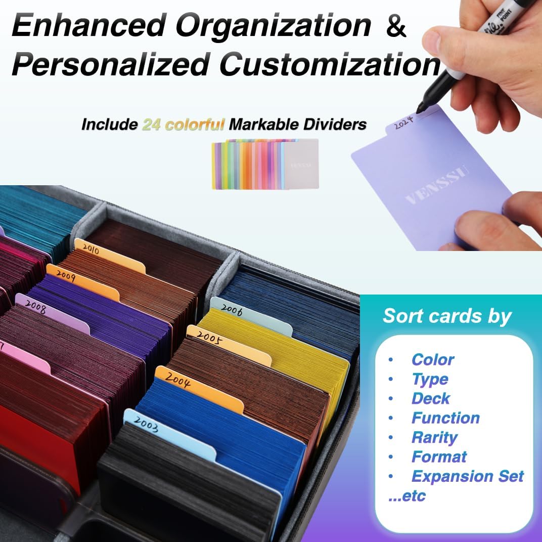 Venssu 4-Row Card Storage Box for 3000 Magic Cards