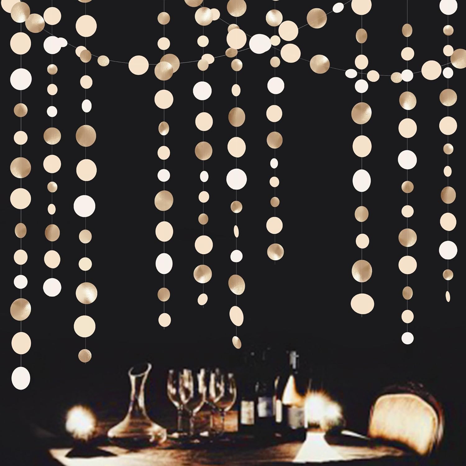 Champagne Gold Circle Dot Garland for Party Decorations
