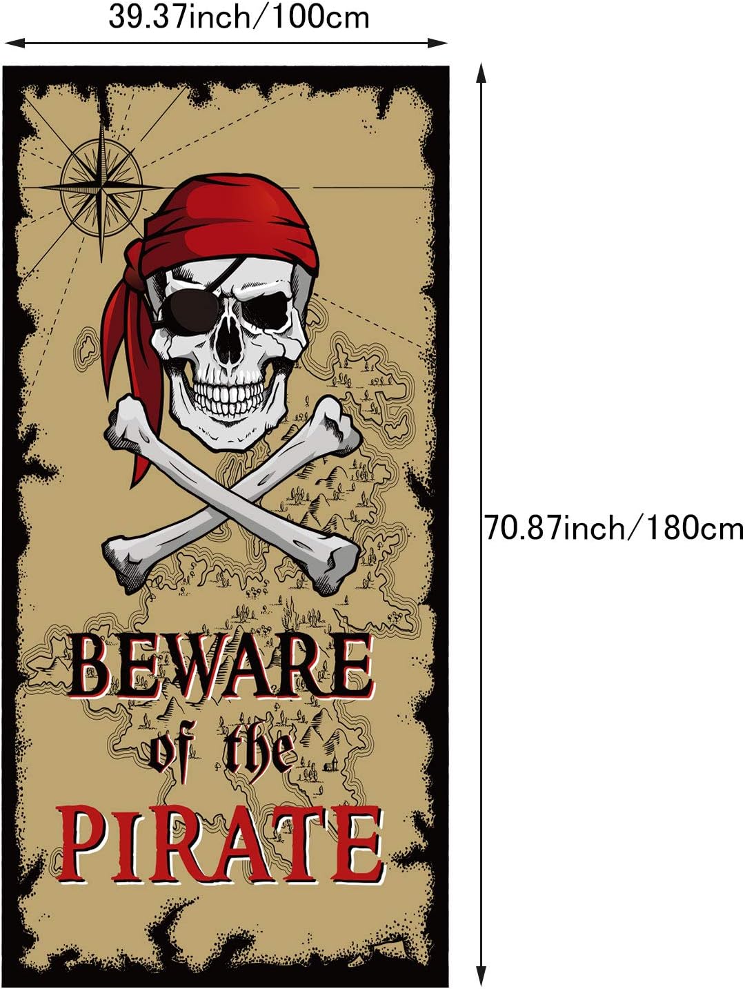 Beware of Pirates Door Banner for Party Decorations