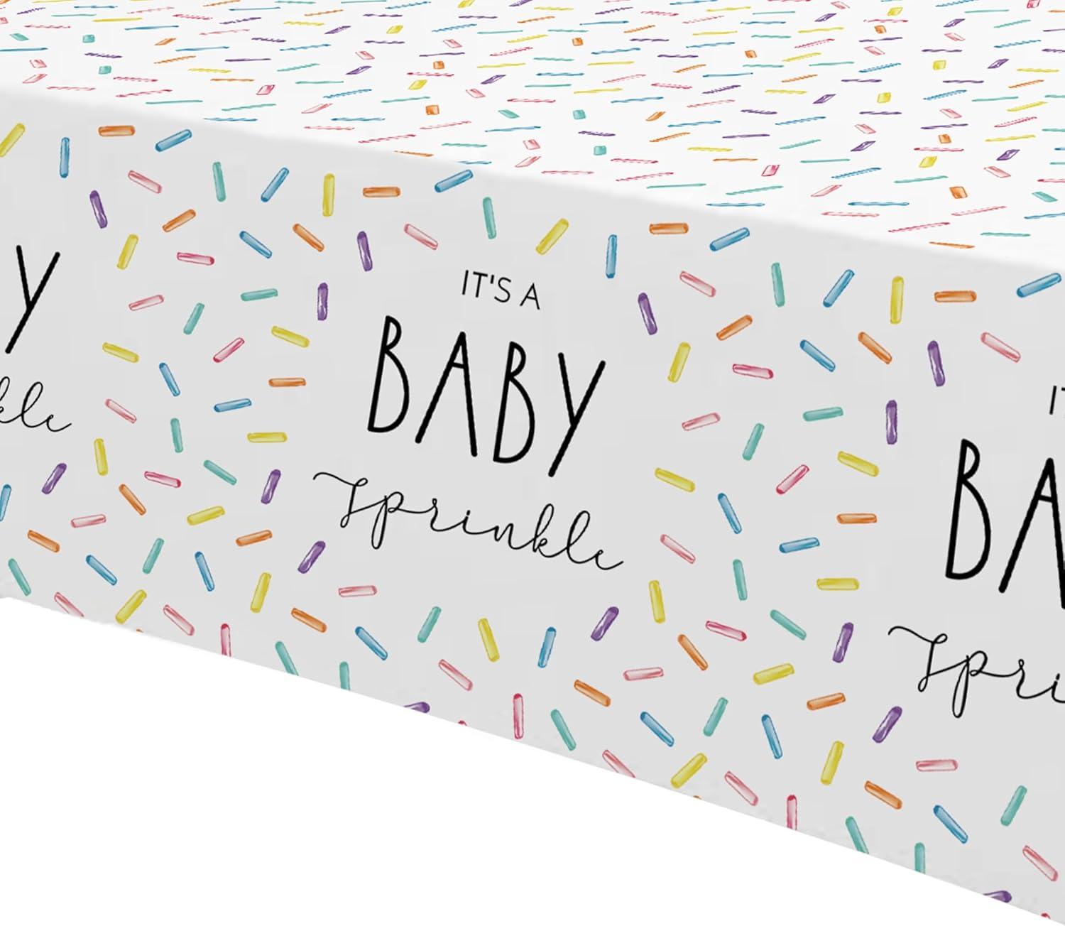 Sprinkle Baby Shower Tablecloth 3 Pack - 86x55in Rainbow Confetti Decor
