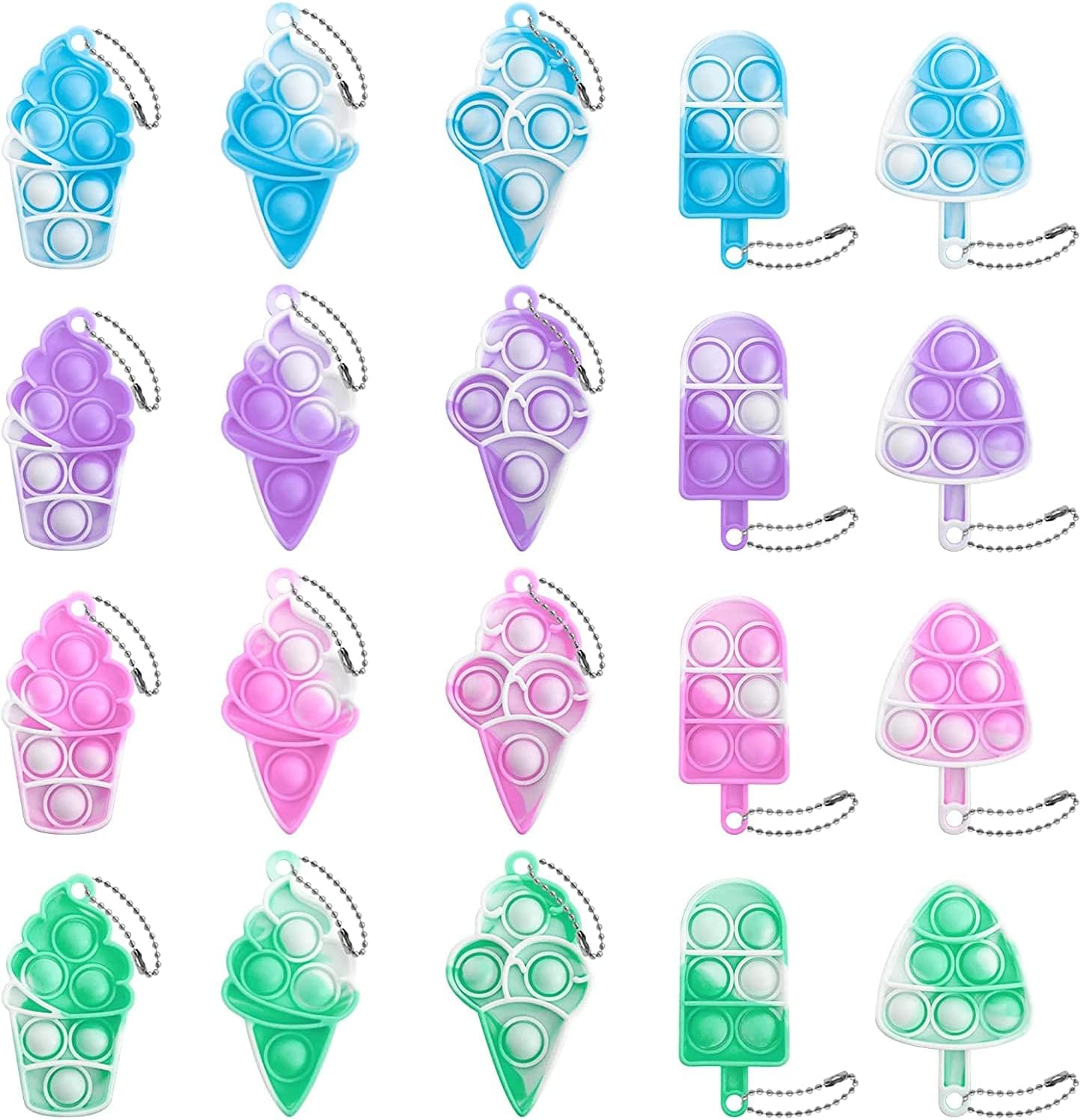 20 Pcs Pop Keychain Fidget Toys for Stress Relief and Anxiety