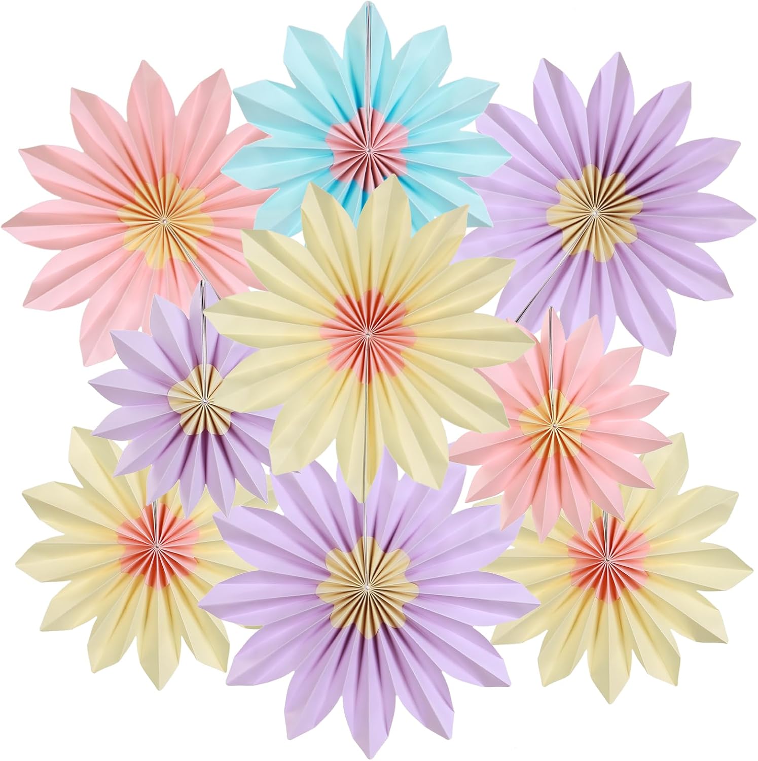 Homarkable 9PCS Pastel Paper Flower Fans Decorations