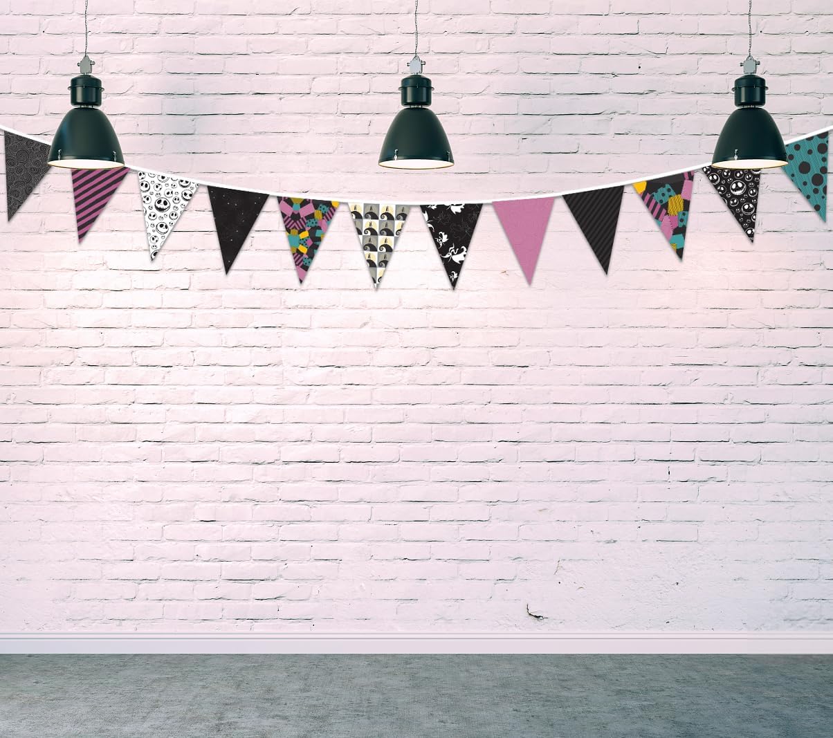Jack and Sally Themed Fabric Pennant Banner