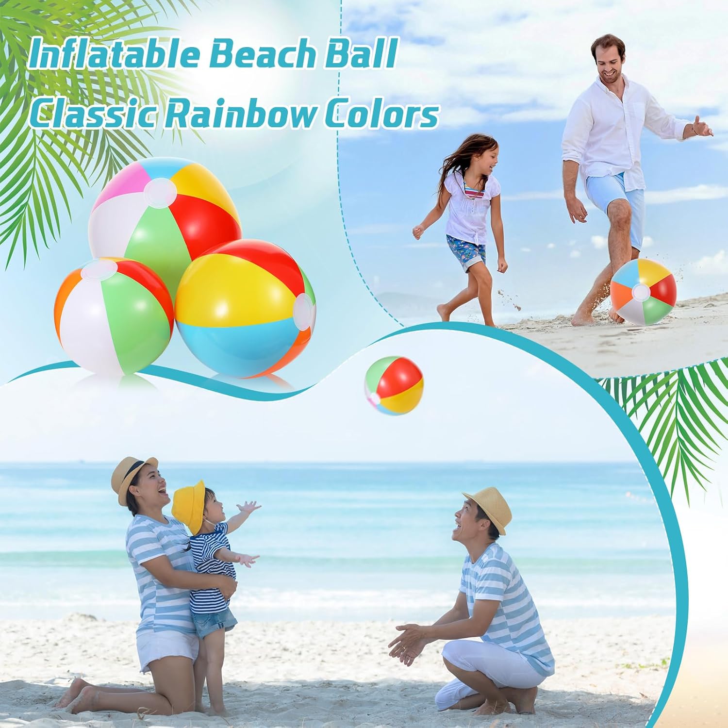 100 Pack Inflatable Beach Balls Rainbow 10 11 126