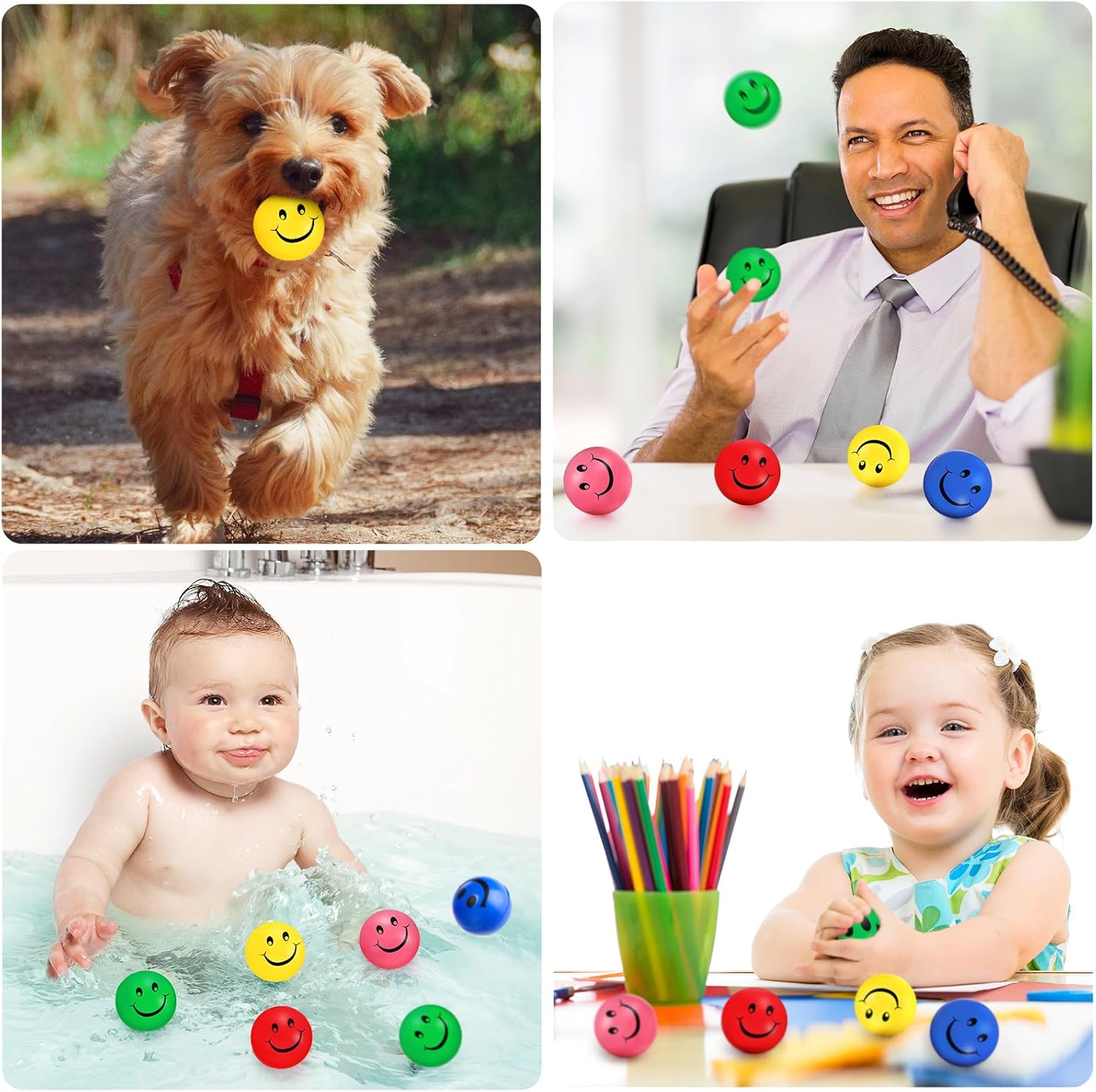 Zhanmai 100 Piece Smile Face Stress Balls for Kids Adults