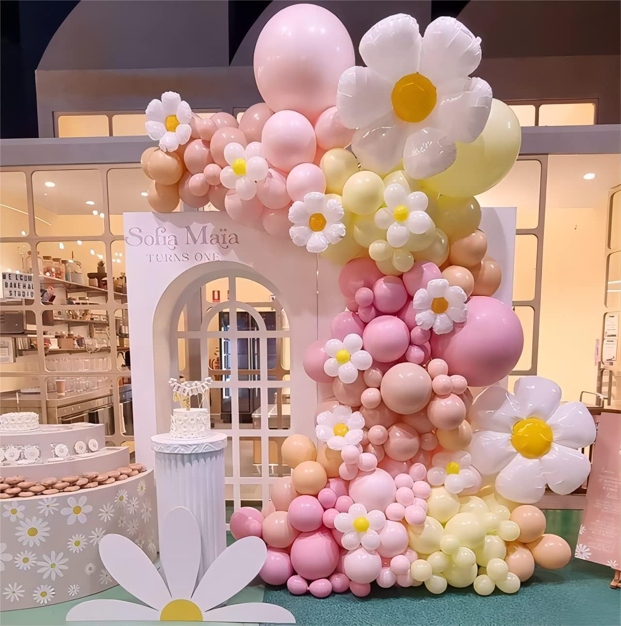 Daisy Balloon Garland Arch Kit Pastel Pink Yellow Boho Decor