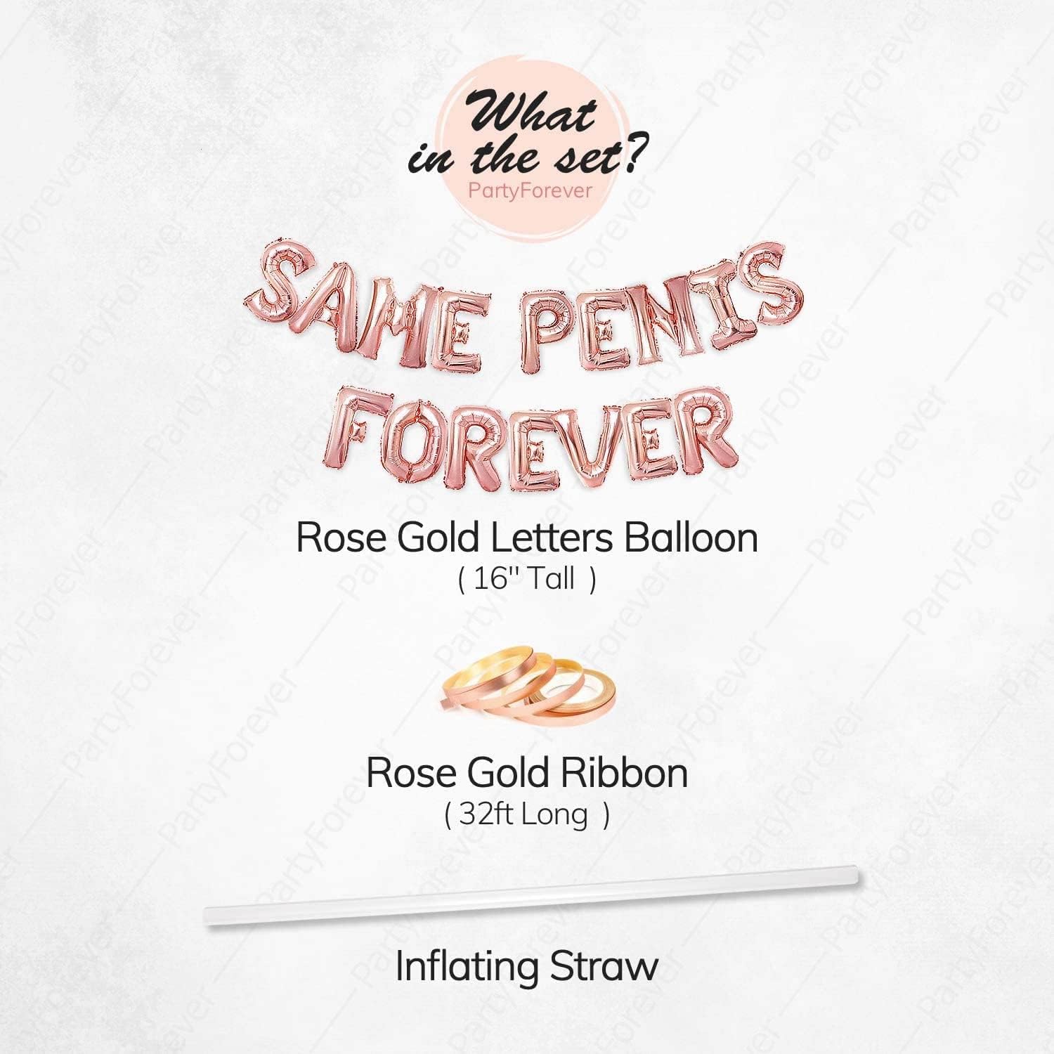 PartyForever Bachelorette Balloons Rose Gold 16 Letters Set