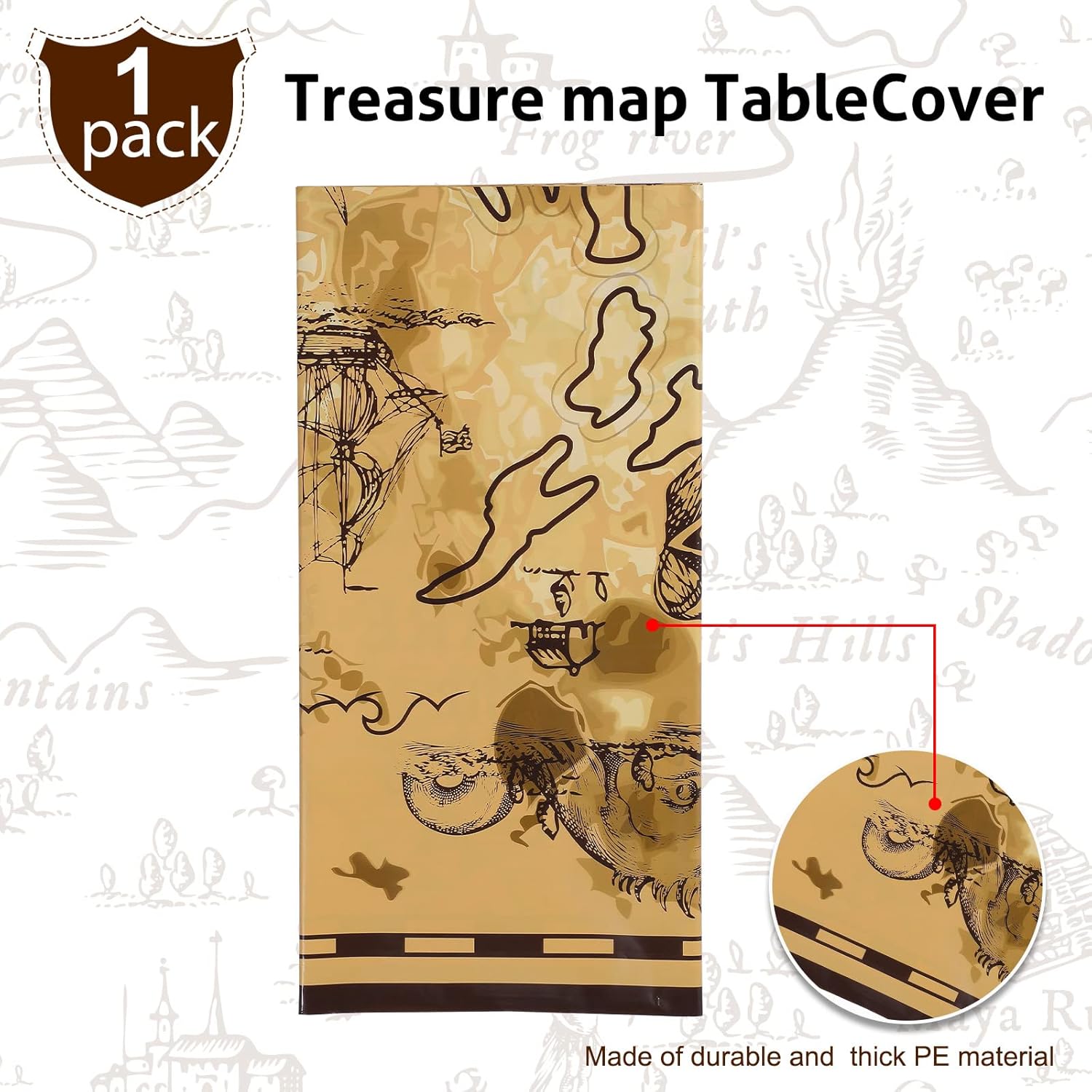 Irenare Pirate Party Tablecloth 54 x 108 Inches