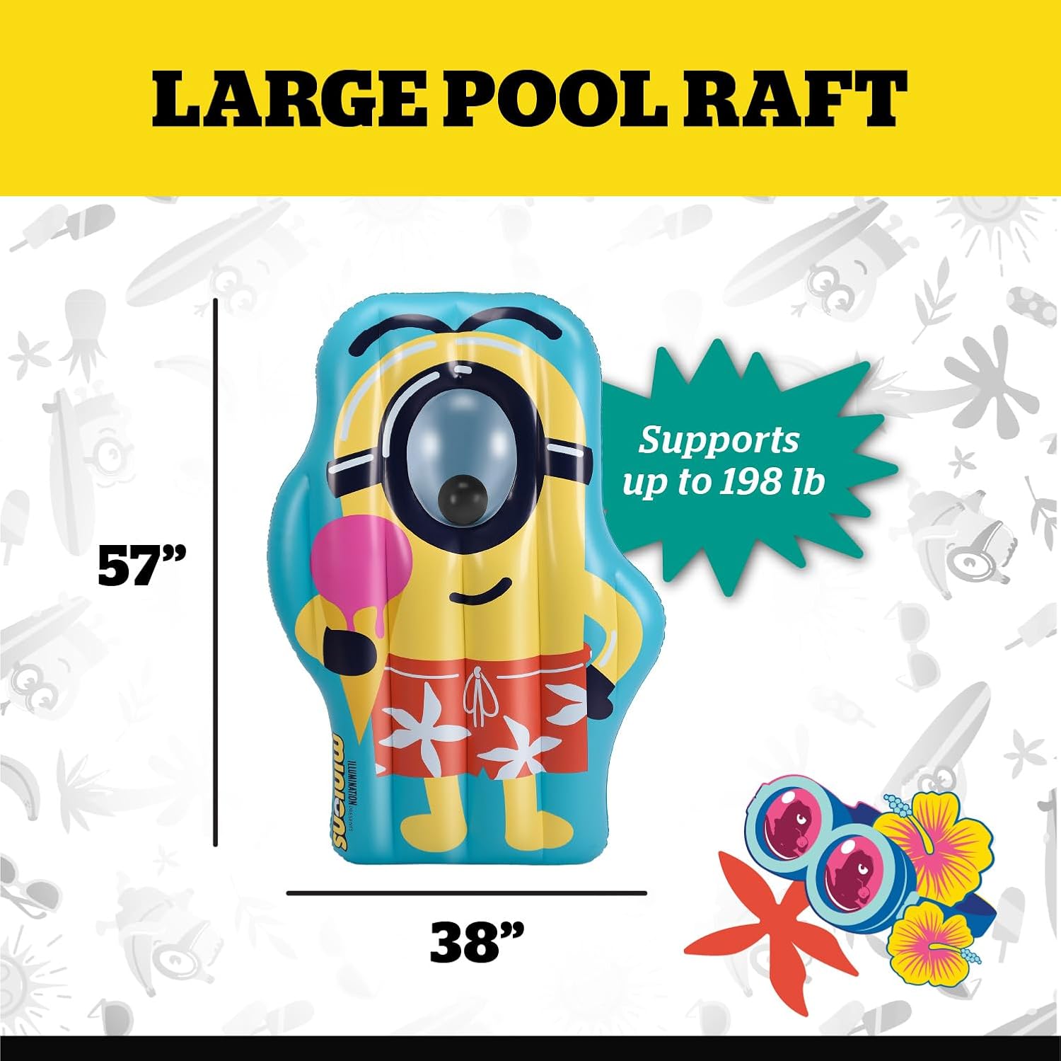 BigMouth Giant Minions Pool Raft - Summer Fun Water Toy