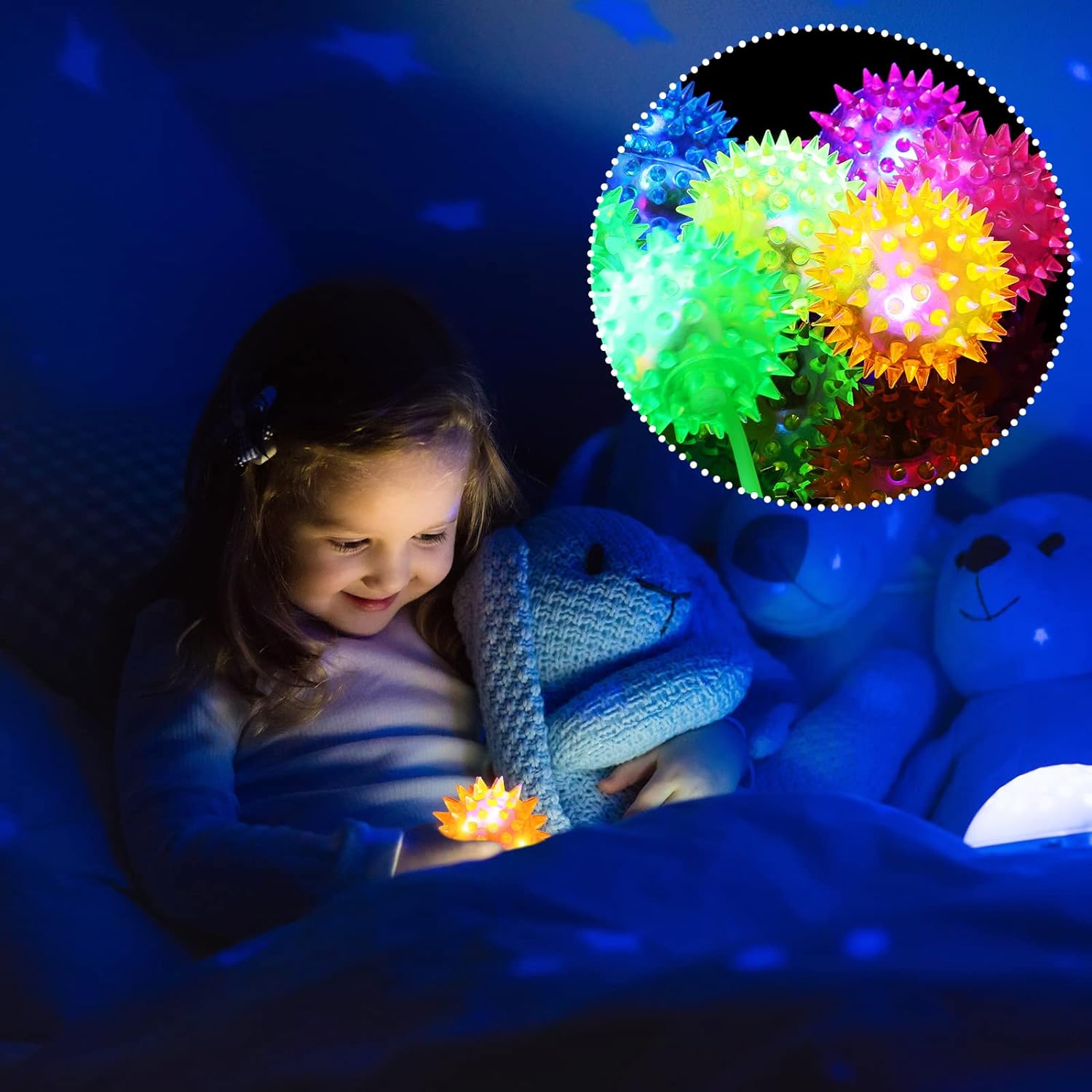 Sotiff 100 Pcs LED Flashing Squeaky Bouncy Balls